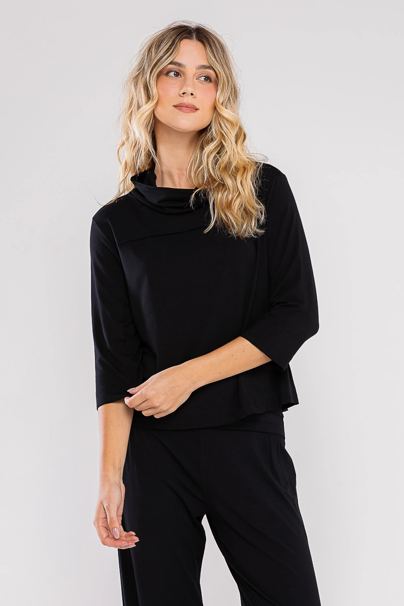 Hidrogênio - Black blouse with front cutout. - 20701001