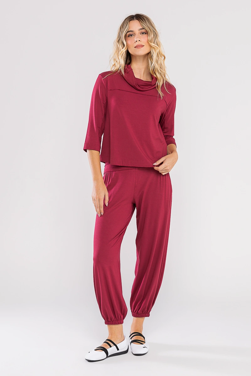 Hidrogênio - BLOUSE WITH FRONT CUTOUT, BURGUNDY - 20701097