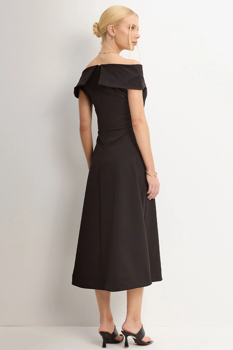 Miss Misses - Antonia Princess Collar Dress with Zipper, Black - 54748001