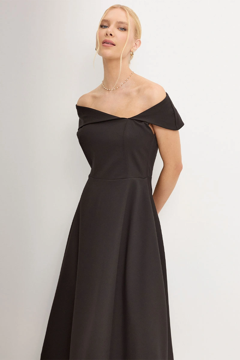 Miss Misses - Antonia Princess Collar Dress with Zipper, Black - 54748001