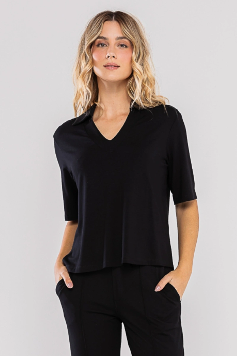 Hidrogênio - BLUSA DECOTE U COM GOLA PRETO - 20722001
