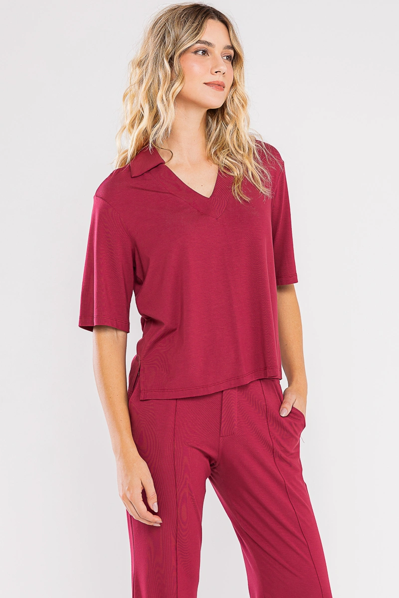 Hidrogênio - BLUSA DECOTE U COM GOLA BORDO - 20722097
