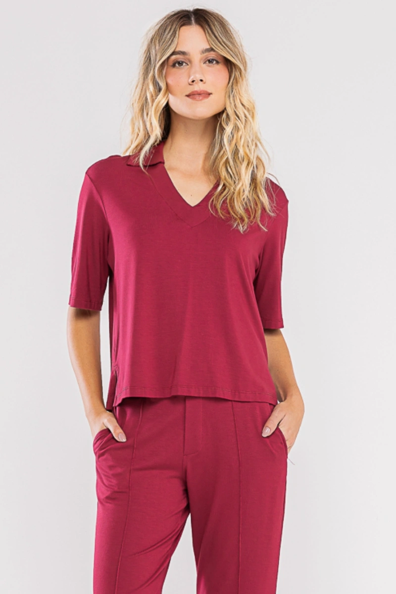 Hidrogênio - BLUSA DECOTE U COM GOLA BORDO - 20722097