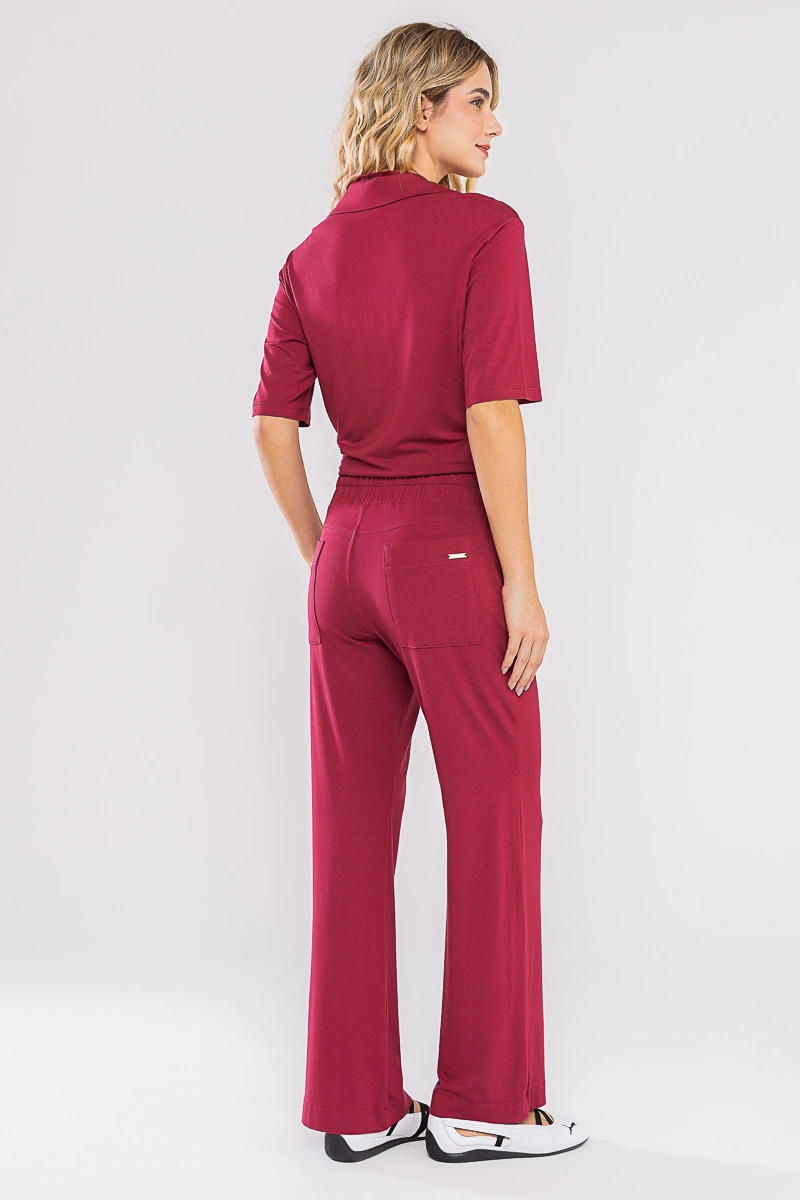 Hidrogênio - CALÇA RETA COM CÓS FRANZIDO LILIAN BORDO - 20723097