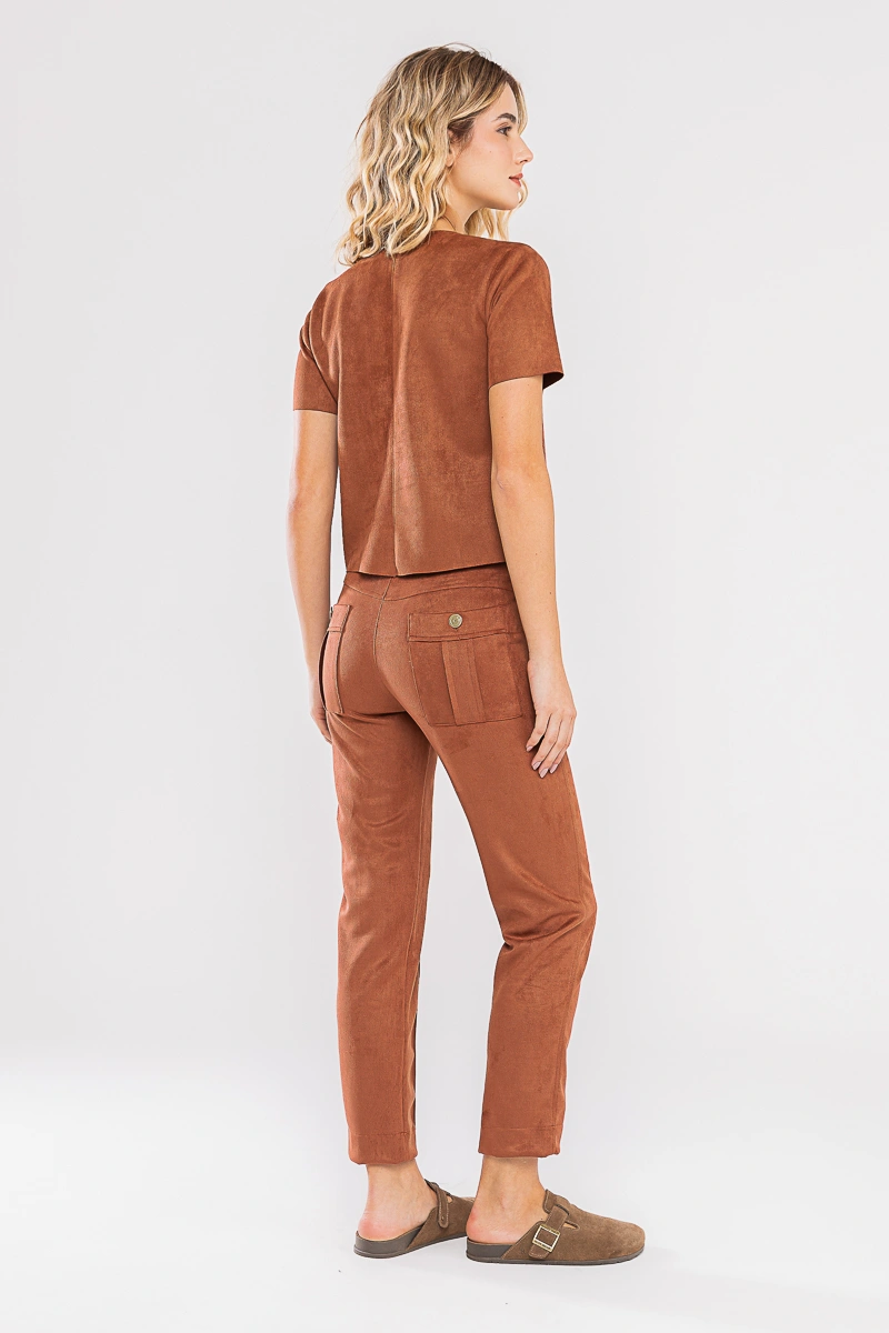 Hidrogênio - BLUSA DECOTE V COM COSTURA ABERTA MARROM - 20740031