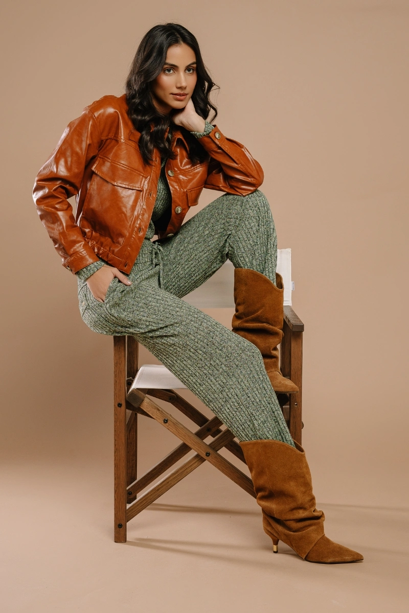 Hidrogênio - PU Long Sleeve Jacket Regular Mocha Pre-Sale - 20726610