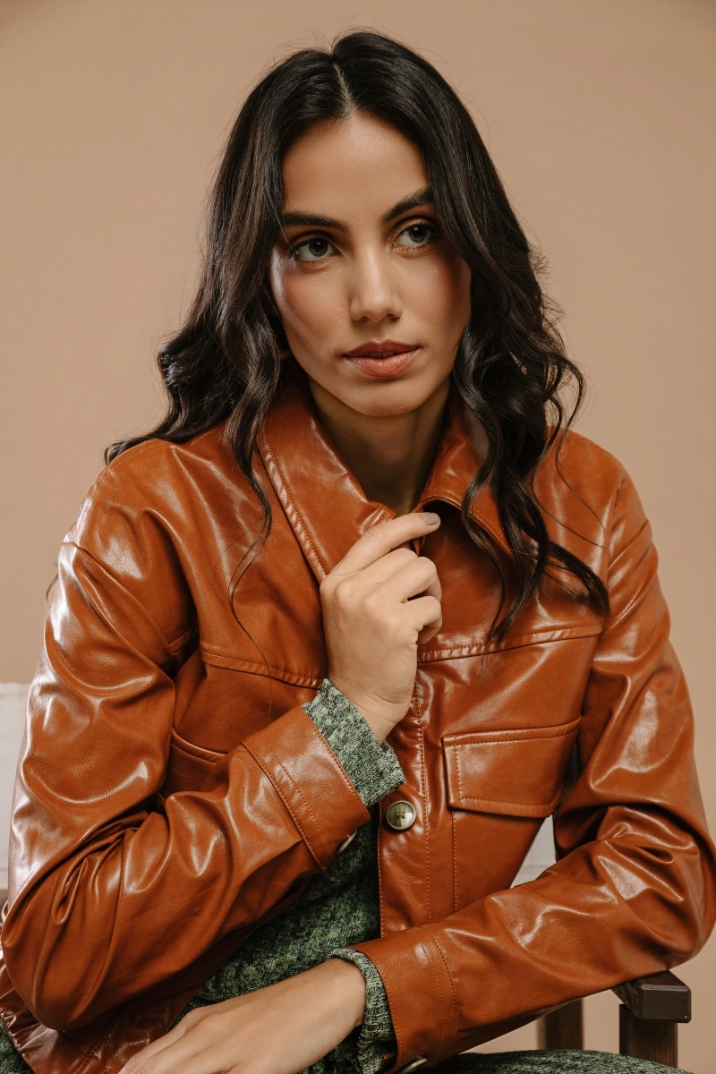 Hidrogênio - PU Long Sleeve Jacket Regular Mocha Pre-Sale - 20726610