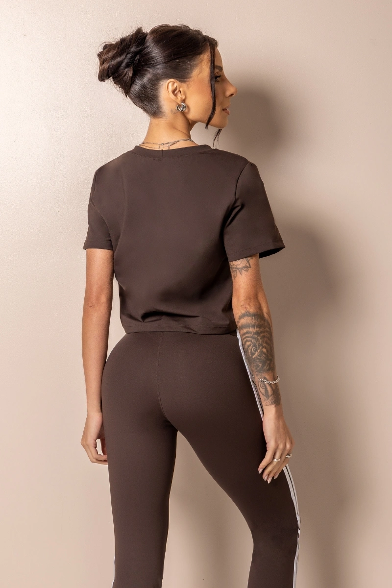 Hipkini - Cropped Fitness Posh Marrom com silk - 33331741