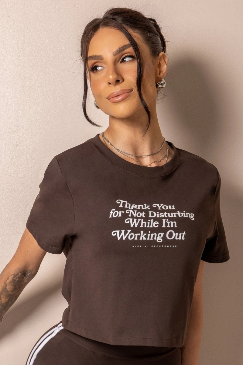 Hipkini - Cropped Fitness Posh Marrom com silk - 33331741