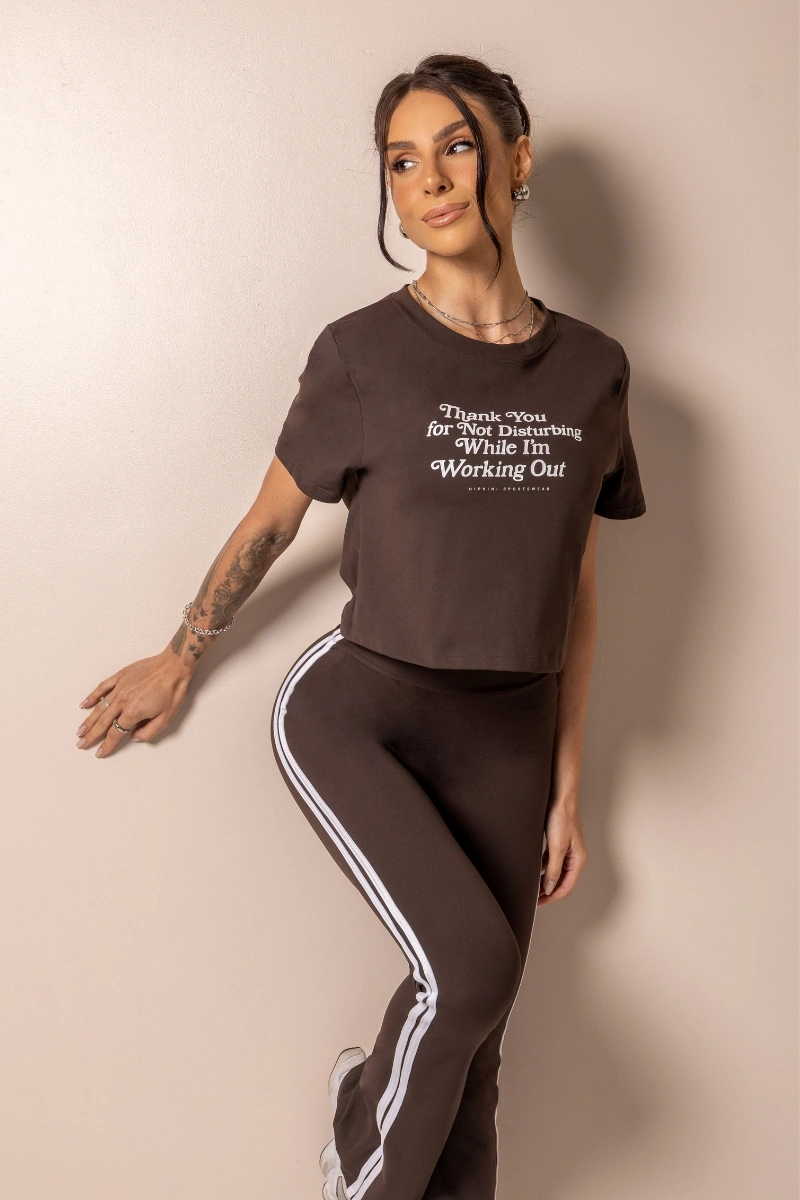 Hipkini - Cropped Fitness Posh Marrom com silk - 33331741