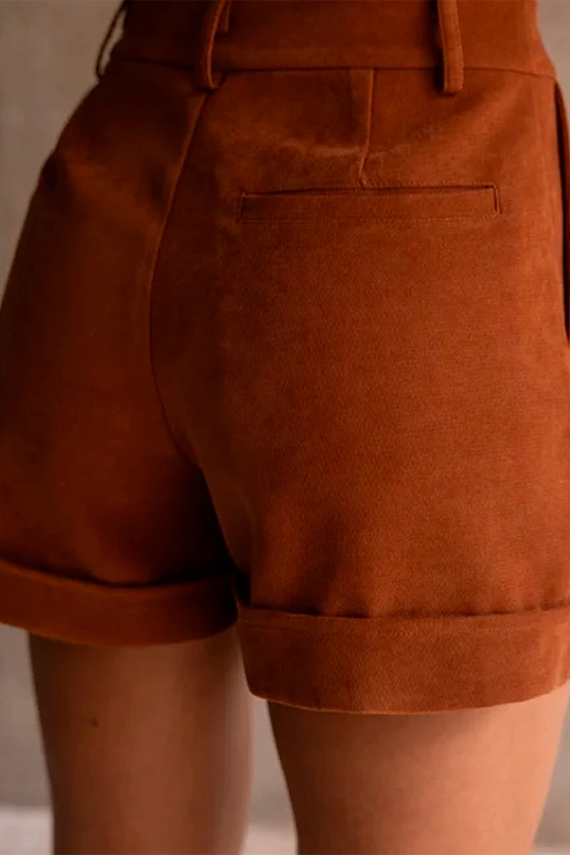 Dot Clothing - Shorts Dot Clothing Ellie Coletê Camel - 2996MARROM