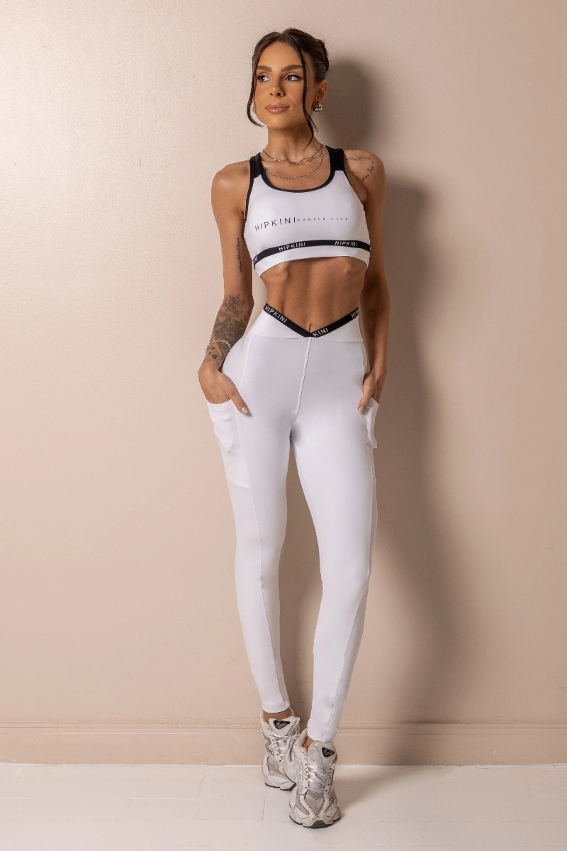 Hipkini - Posh White Fitness Legging with silk - 33331731