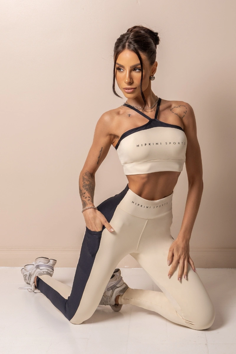 Hipkini - Top Fitness Posh Off White Alças cruzadas - 33331750