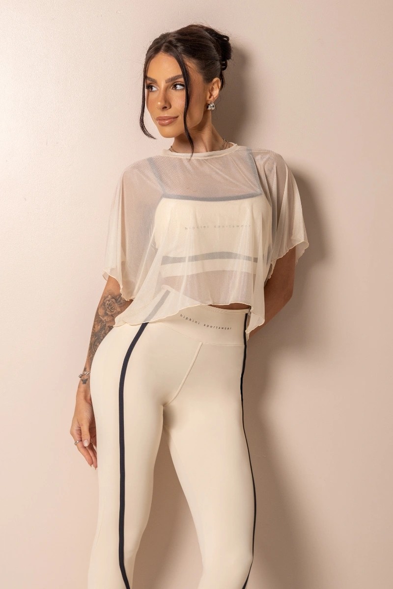 Hipkini - Blusa Fitness Posh de Tule Off White - 33331752