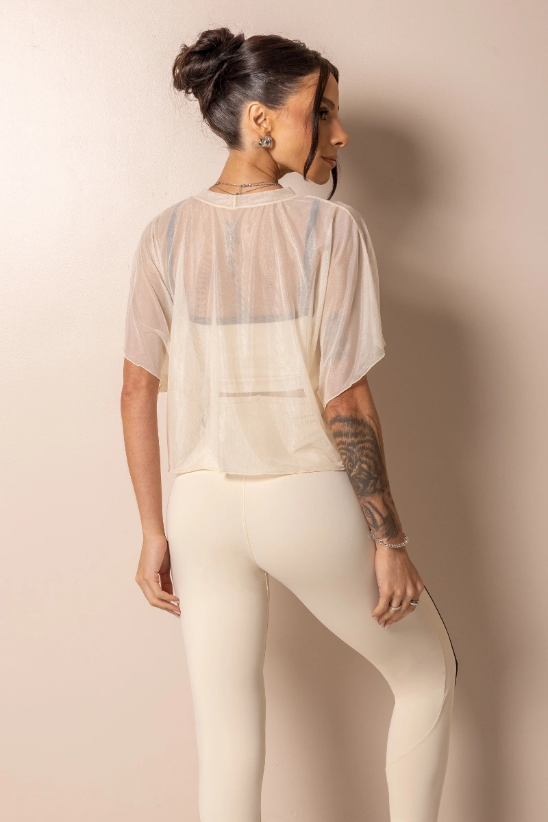 Hipkini - Blusa Fitness Posh de Tule Off White - 33331752
