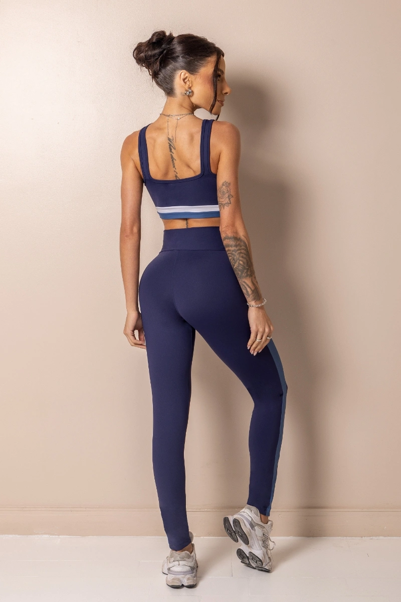 Hipkini - Posh Navy Blue Fitness Leggings with Side Stripes - 33331757