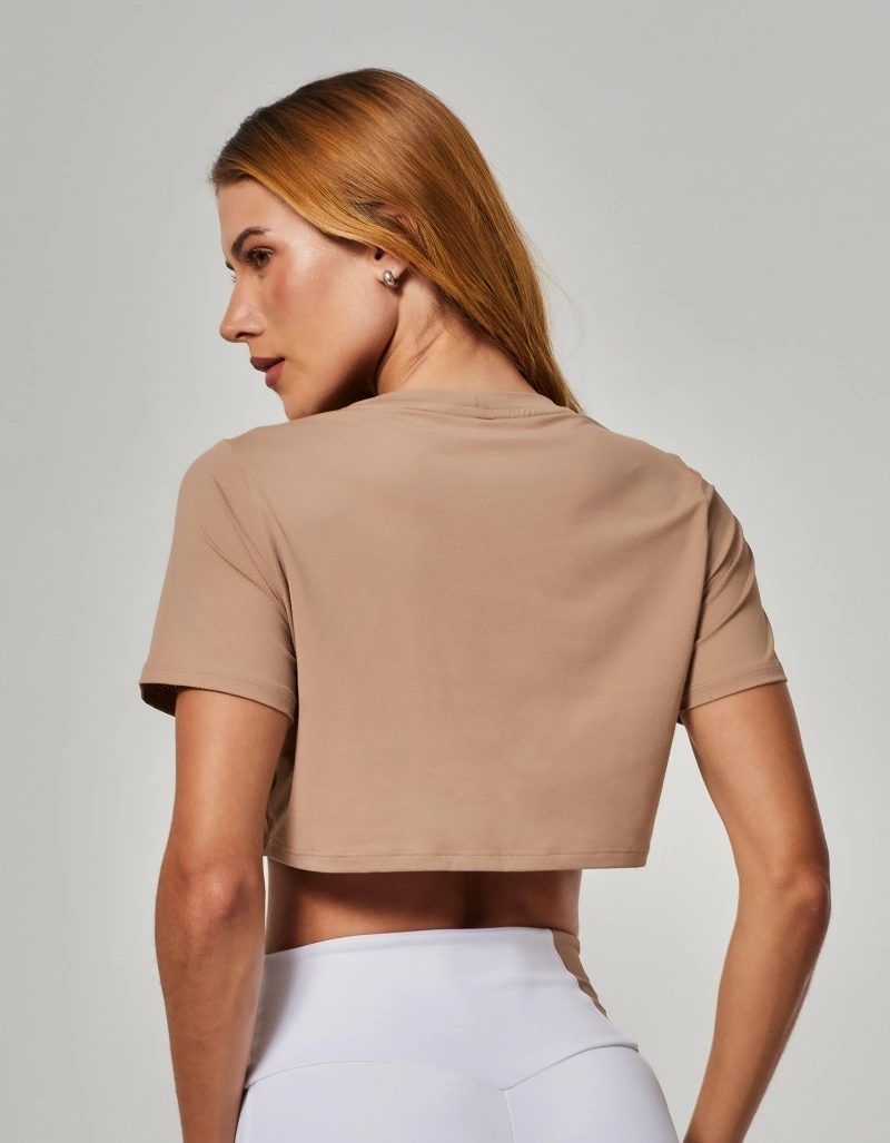 Vestem - Short Sleeve Cropped Shirt Isis Beige Kaki - BMC827.O26.C0130