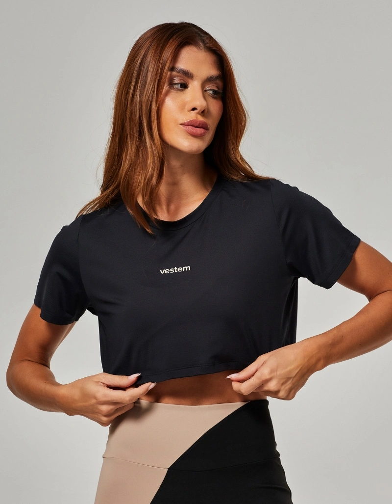 Vestem - Blusa Manga Curta Cropped Isis Preto - BMC827.O26.C0002