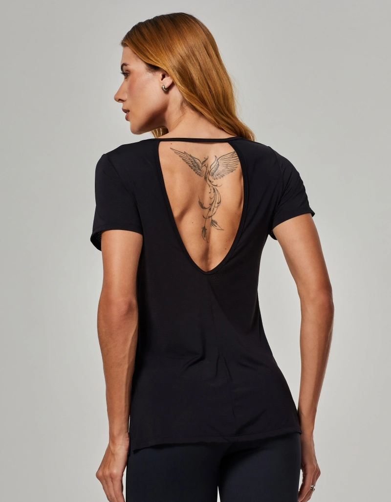 Vestem - Blusa Manga Curta Costas Abertas Harmony Preto - BMC841.O26.C0002