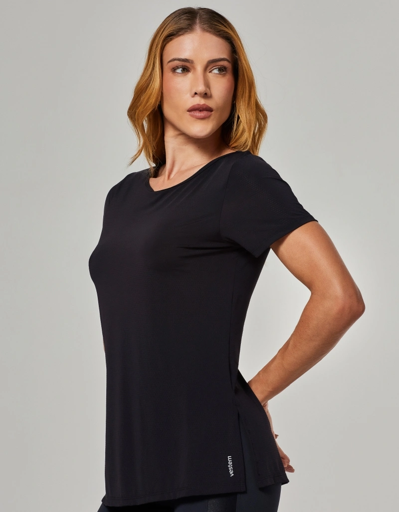 Vestem - Blusa Manga Curta Costas Abertas Harmony Preto - BMC841.O26.C0002