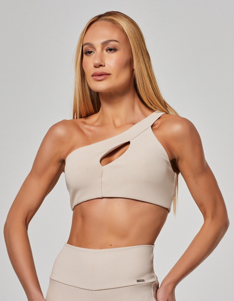 Vestem - Top Alta Sustentação Assimétrico Wish Bege Duna - TOP1230.O26.C0683