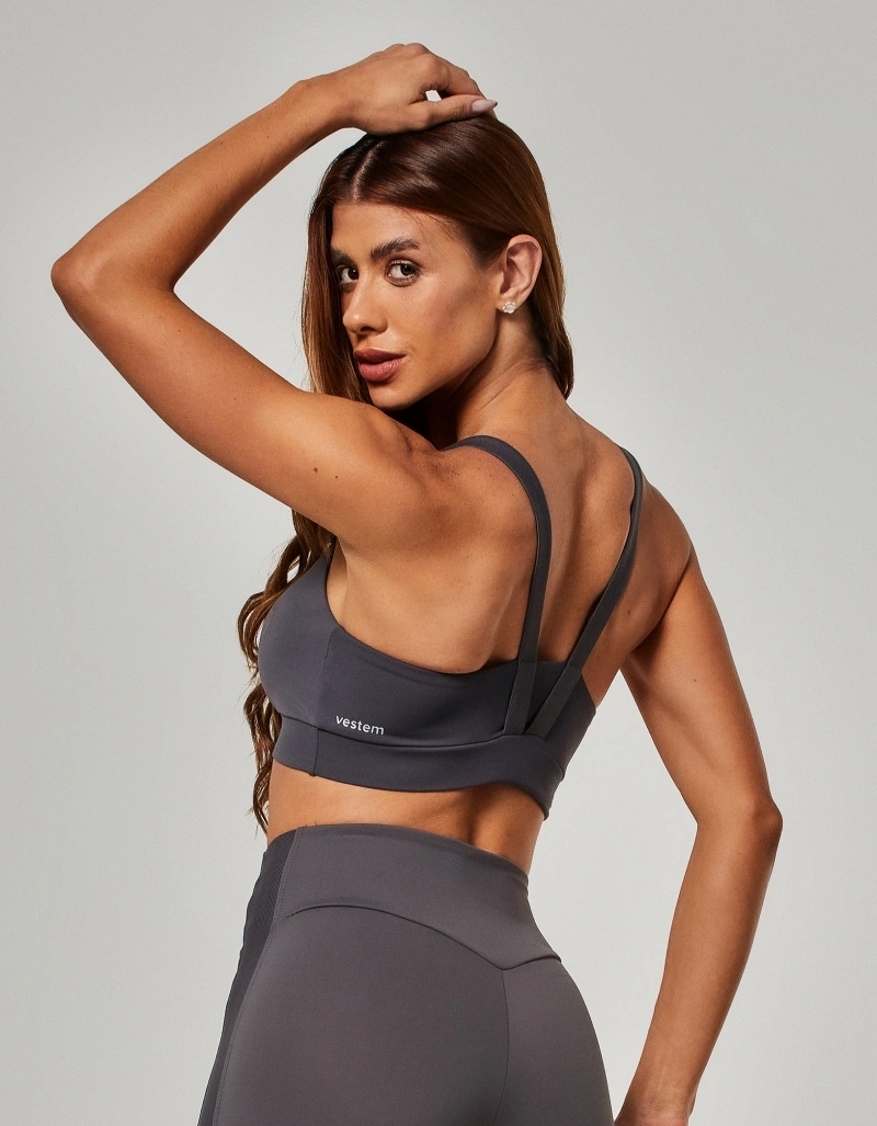 Vestem - Top Média Sustentação Harmony Cinza Carbono - TOP1256.O26.C0549