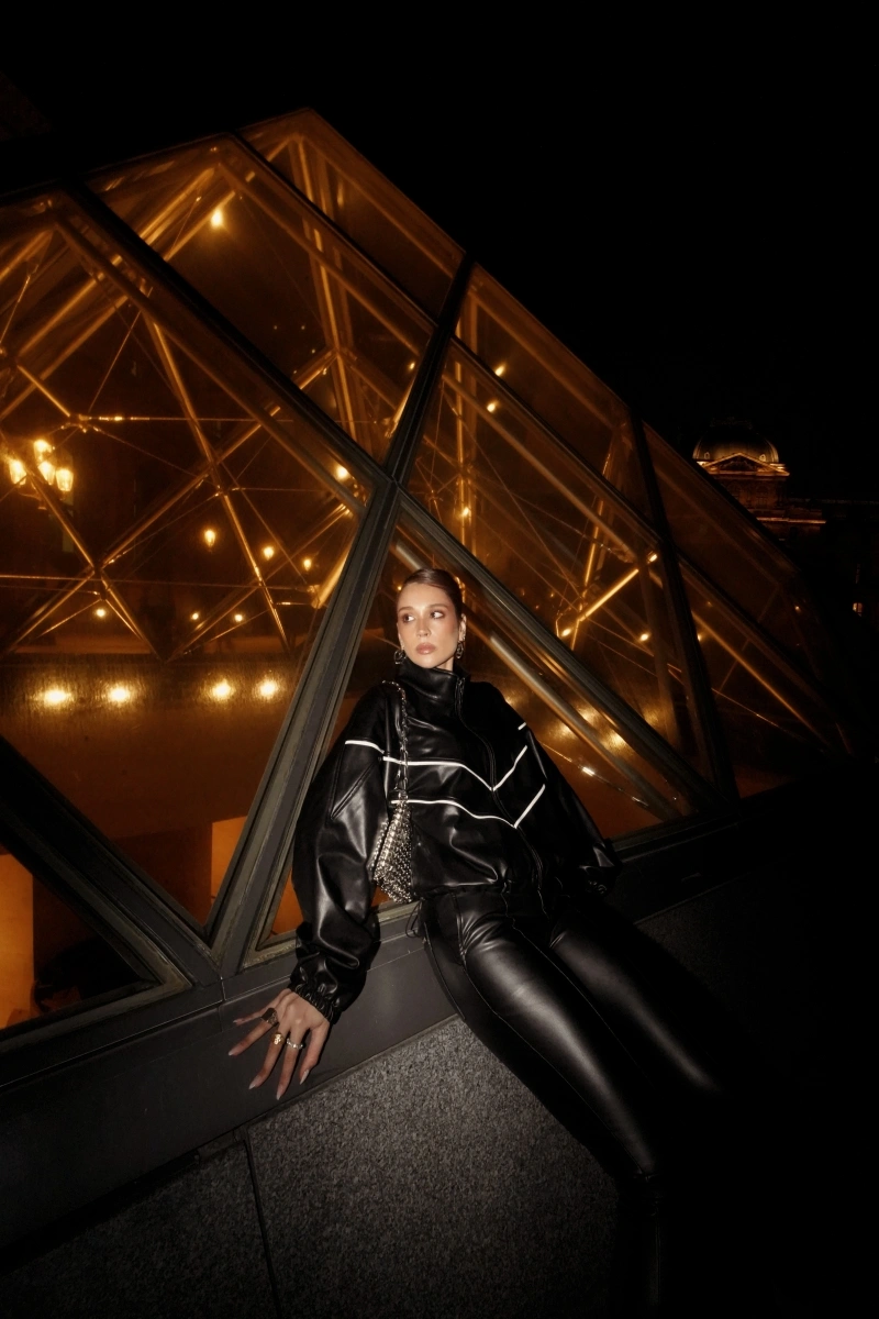 Hidrogênio - Black PU Bomber Jacket with Piping - Oversized - Pre-Sale - 20755001