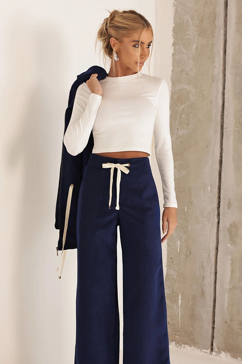 Dot Clothing - Conjunto Dot Clothing Ariane Casaco e Calça Azul Marinho - 2998AZUL