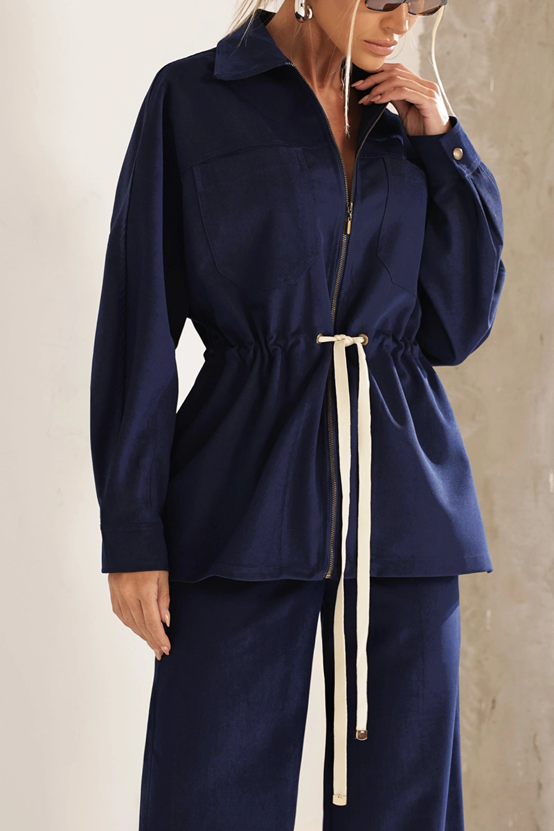 Dot Clothing - Conjunto Dot Clothing Ariane Casaco e Calça Azul Marinho - 2998AZUL