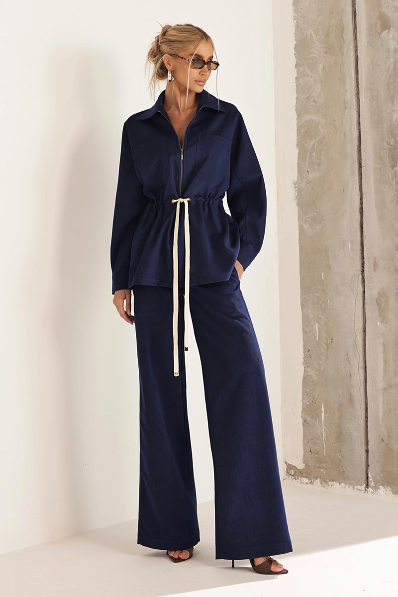 Dot Clothing - Conjunto Dot Clothing Ariane Casaco e Calça Azul Marinho - 2998AZUL