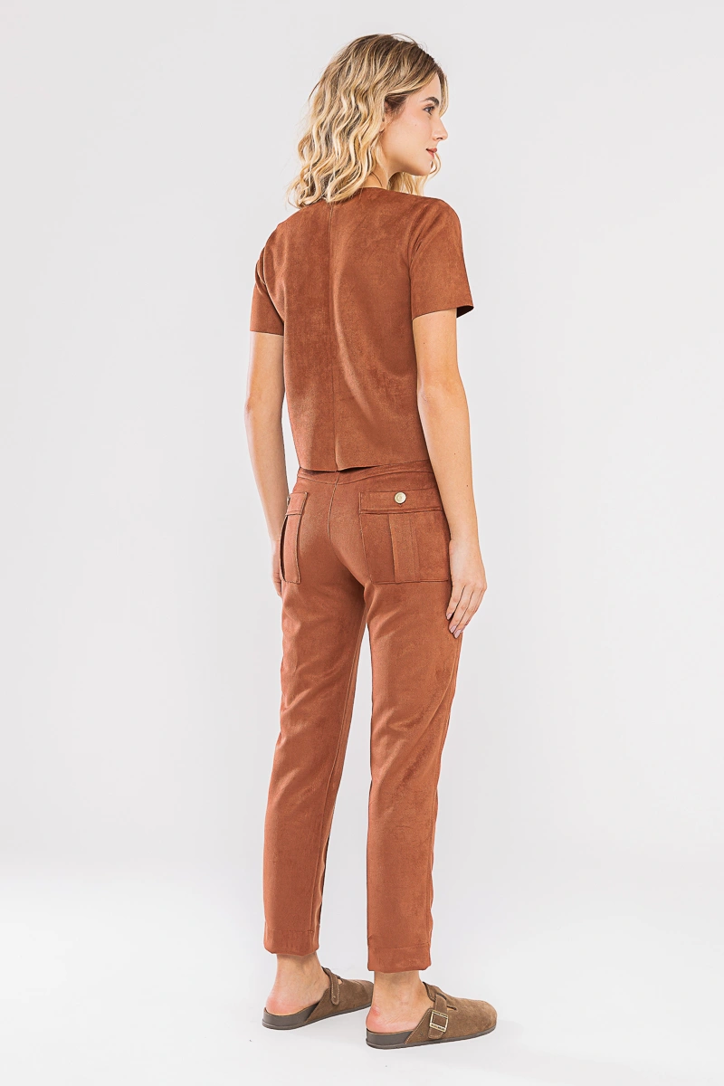 Hidrogênio - YASMIN STRAIGHT PANTS BROWN - 20737031