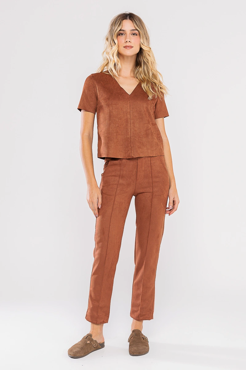 Hidrogênio - YASMIN STRAIGHT PANTS BROWN - 20737031