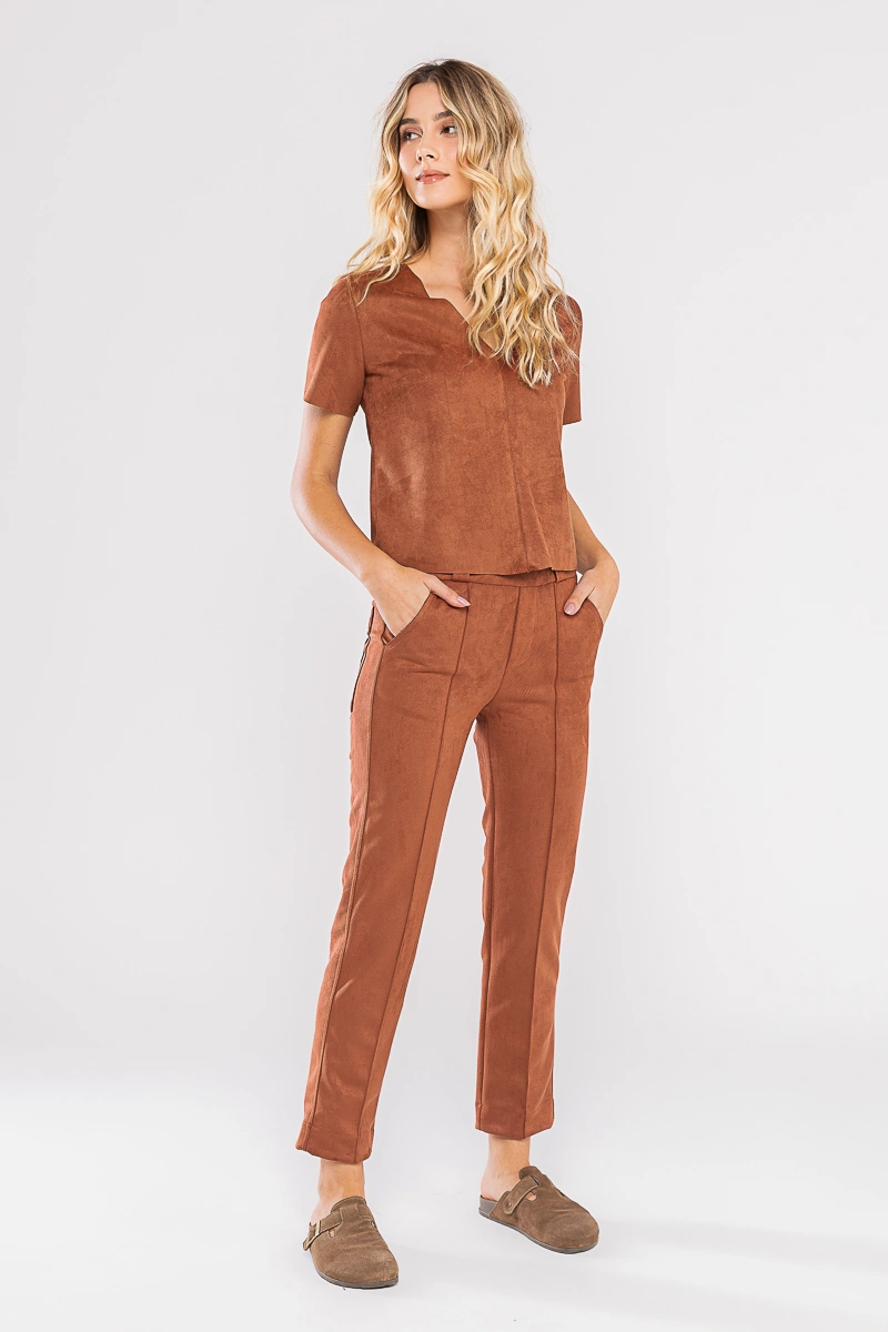 Hidrogênio - YASMIN STRAIGHT PANTS BROWN - 20737031