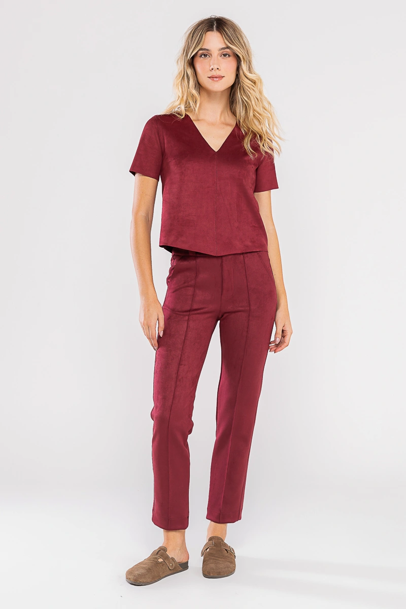 Hidrogênio - Yasmin Burgundy Straight Leg Pants - 20737097