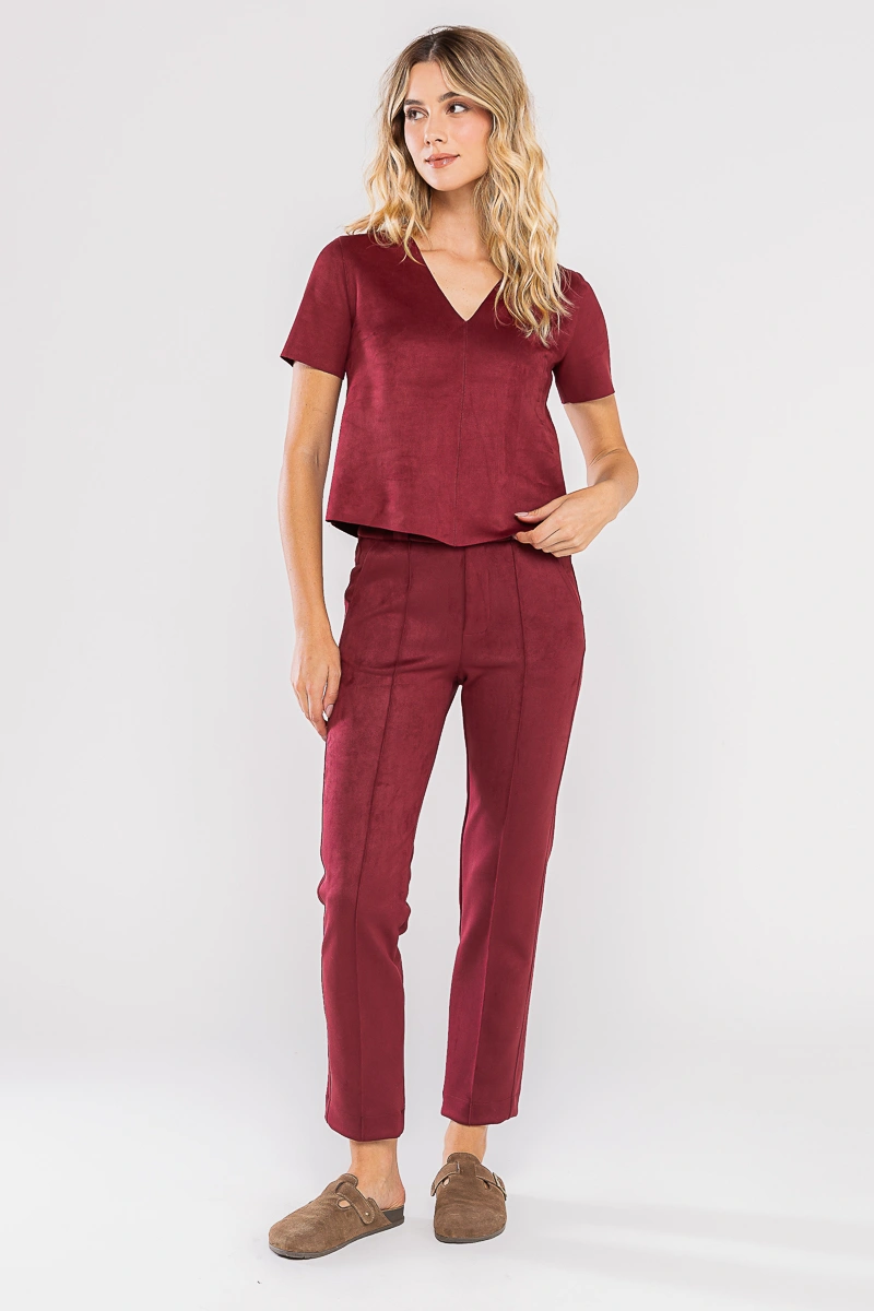 Hidrogênio - Yasmin Burgundy Straight Leg Pants - 20737097