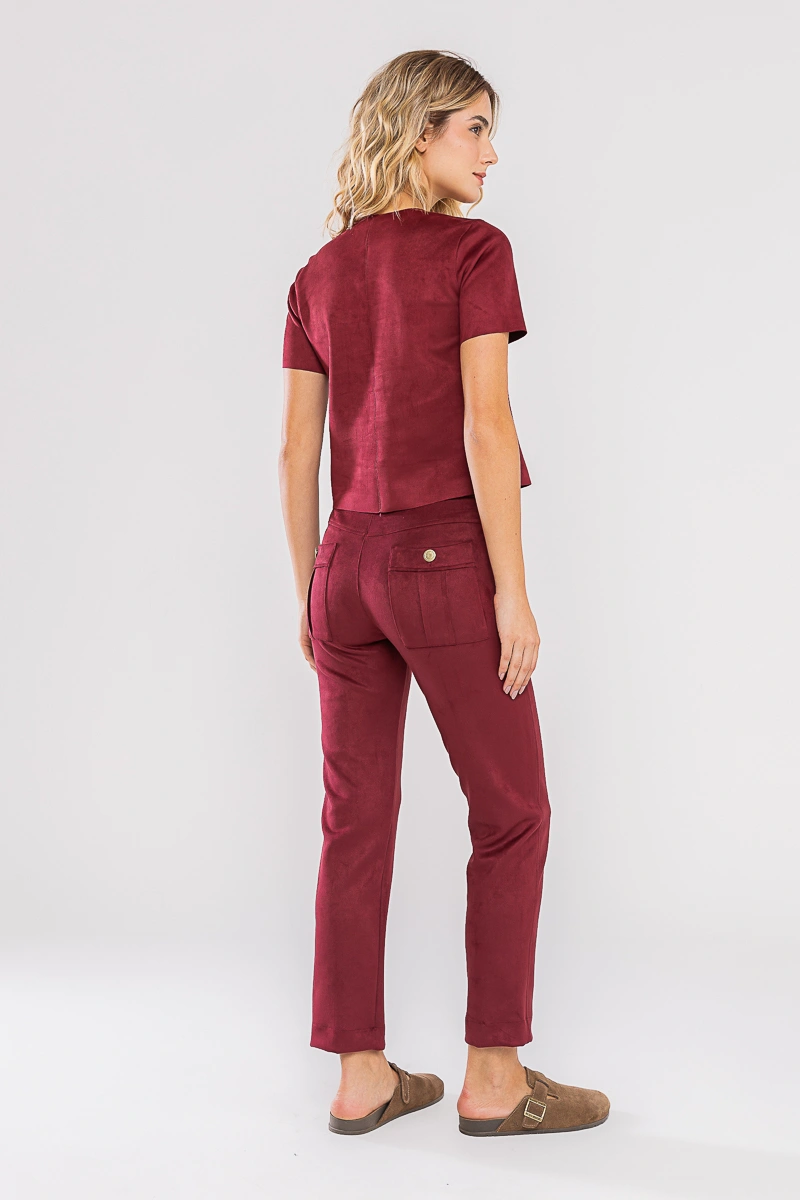 Hidrogênio - Yasmin Burgundy Straight Leg Pants - 20737097