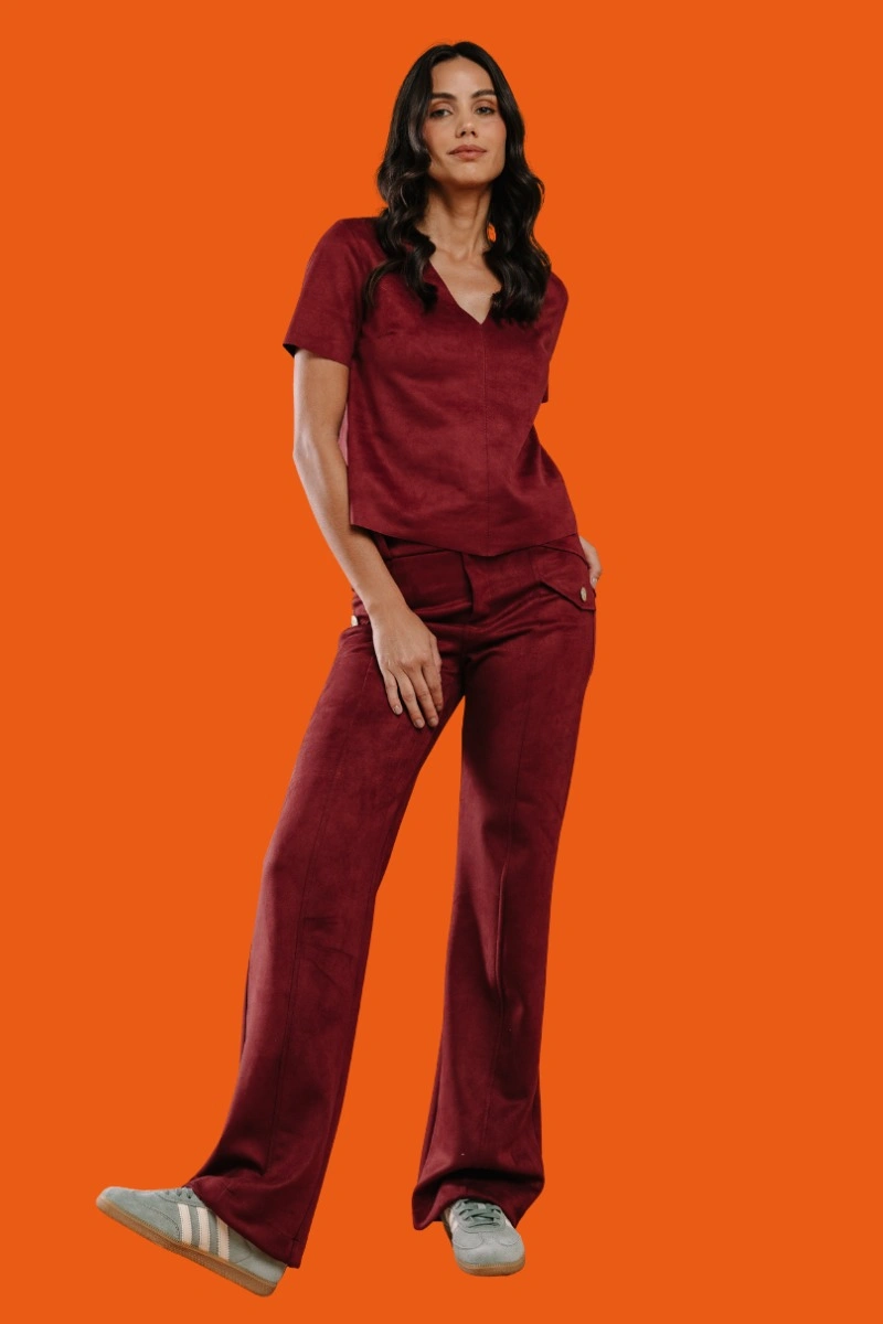 Hidrogênio - Straight leg trousers with raw lapel, Pietra burgundy - 20703097