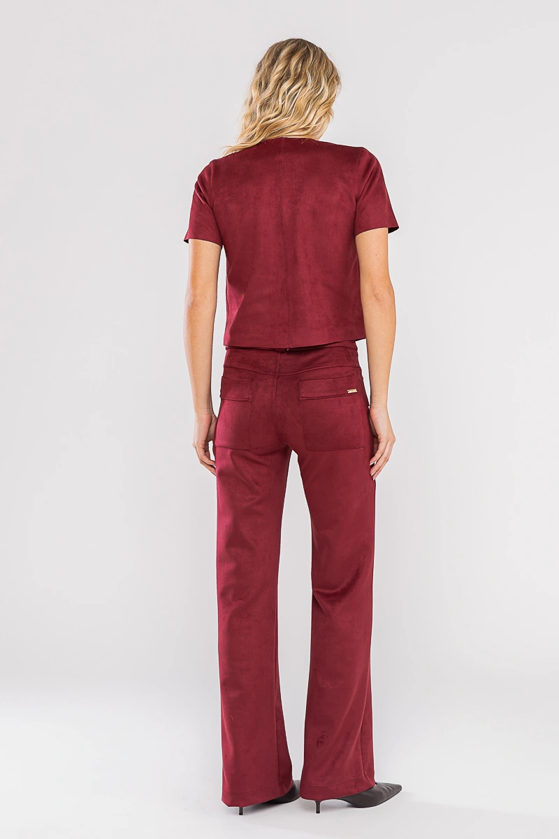 Hidrogênio - Straight leg trousers with raw lapel, Pietra burgundy - 20703097