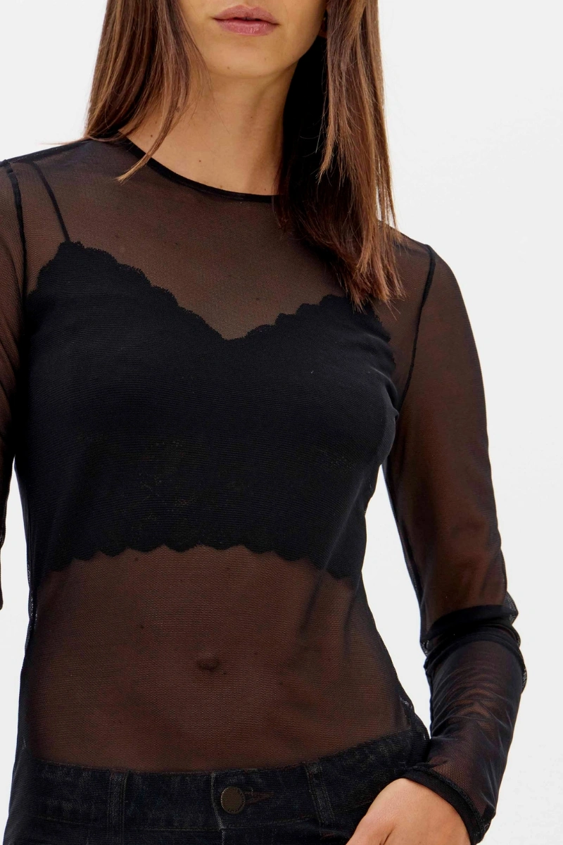 LANÇA PERFUME - Blusa Tule Com Manga Longa Lança Perfume - 9642