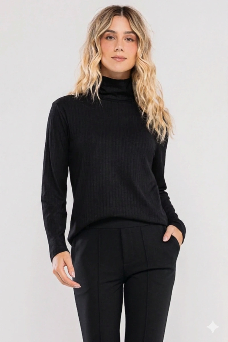 Hidrogênio - BLUSA QUADRADA MG LONGA GOLA ALTA PRETO - 20757001