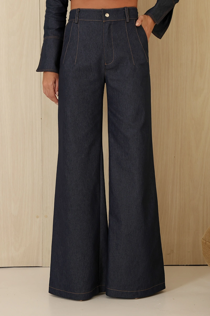 Dot Clothing - Conjunto Dot Clothing Andreia Casaqueto C/ Calça Azul Jeans - 3005AZUL