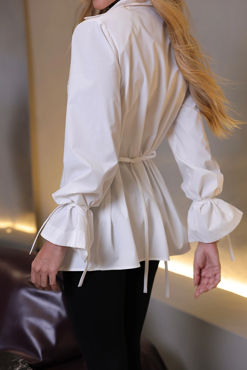 Dot Clothing - Blusa Dot Clothing Vera Manga Longa C/ Tiras Branco - 2993BRANCO