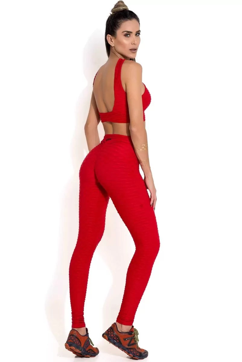 Canoan - Red Tropical Scrunch Legging Pants - 11004 Canoan - Red Tropical Scrunch Legging Pants - 11004