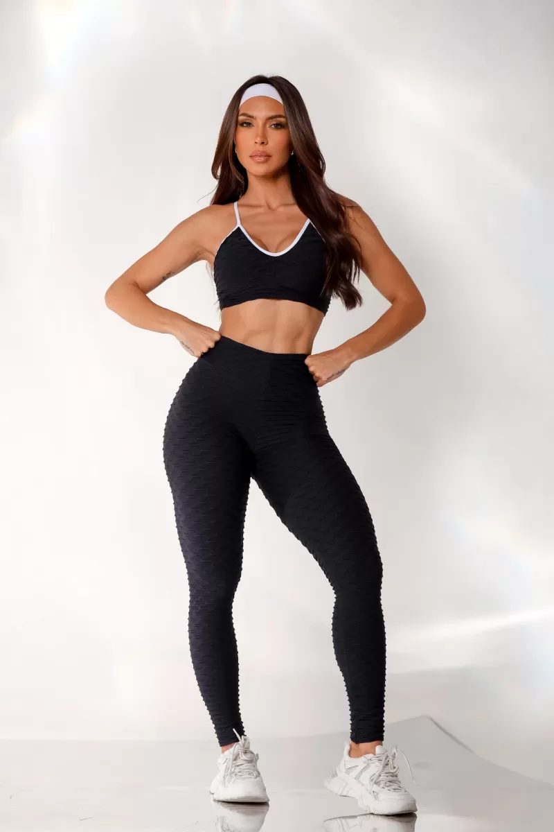 Canoan - Black Tropical Scrunch Leggings Pants - 11004 Canoan - Black Tropical Scrunch Leggings Pants - 11004