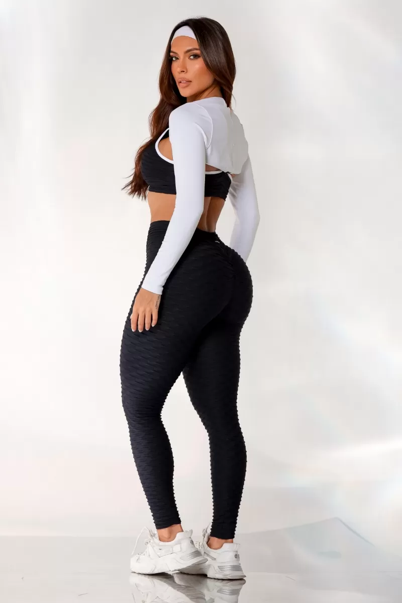 Canoan - Black Tropical Scrunch Leggings Pants - 11004 Canoan - Black Tropical Scrunch Leggings Pants - 11004