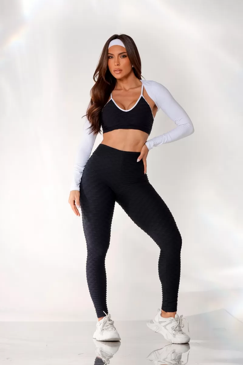 Canoan - Black Tropical Scrunch Leggings Pants - 11004 Canoan - Black Tropical Scrunch Leggings Pants - 11004