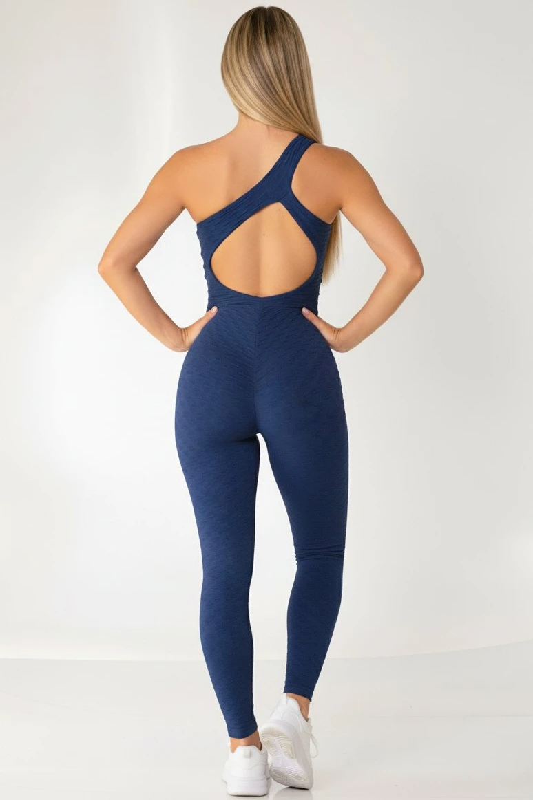 Canoan - Navy Blue Tropical Scrunch Jumpsuit - 26003