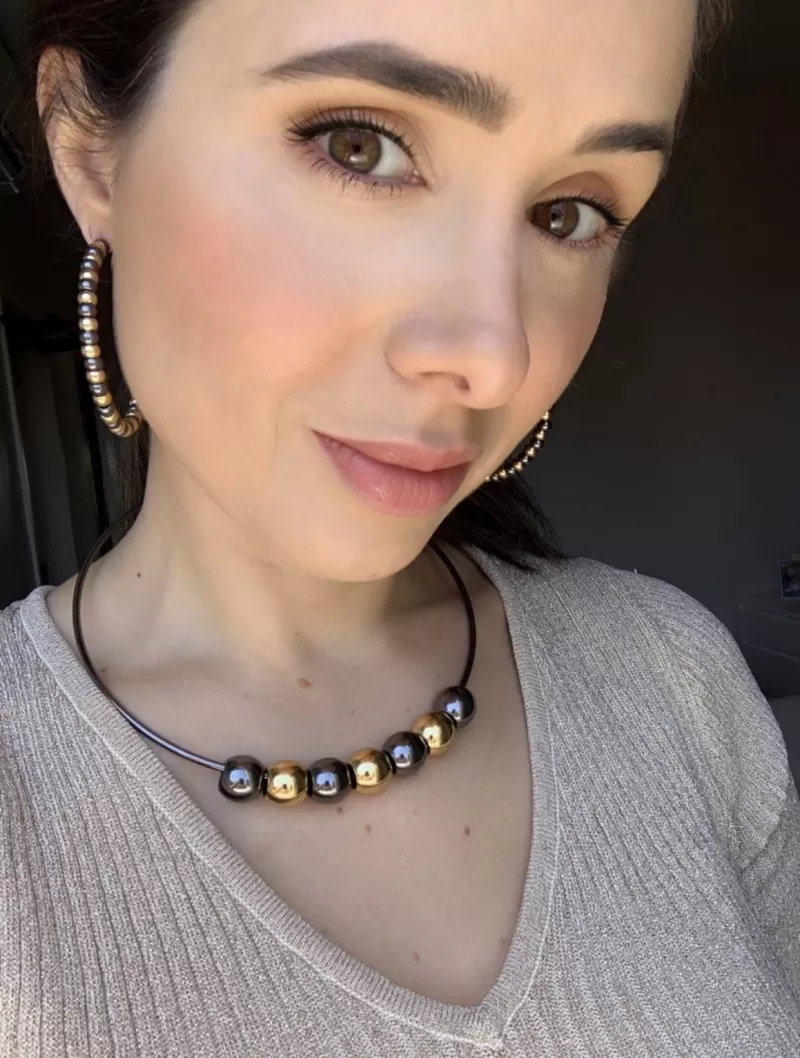 Mikabe - Earring Balls Graphite and Gold Earring - MK300