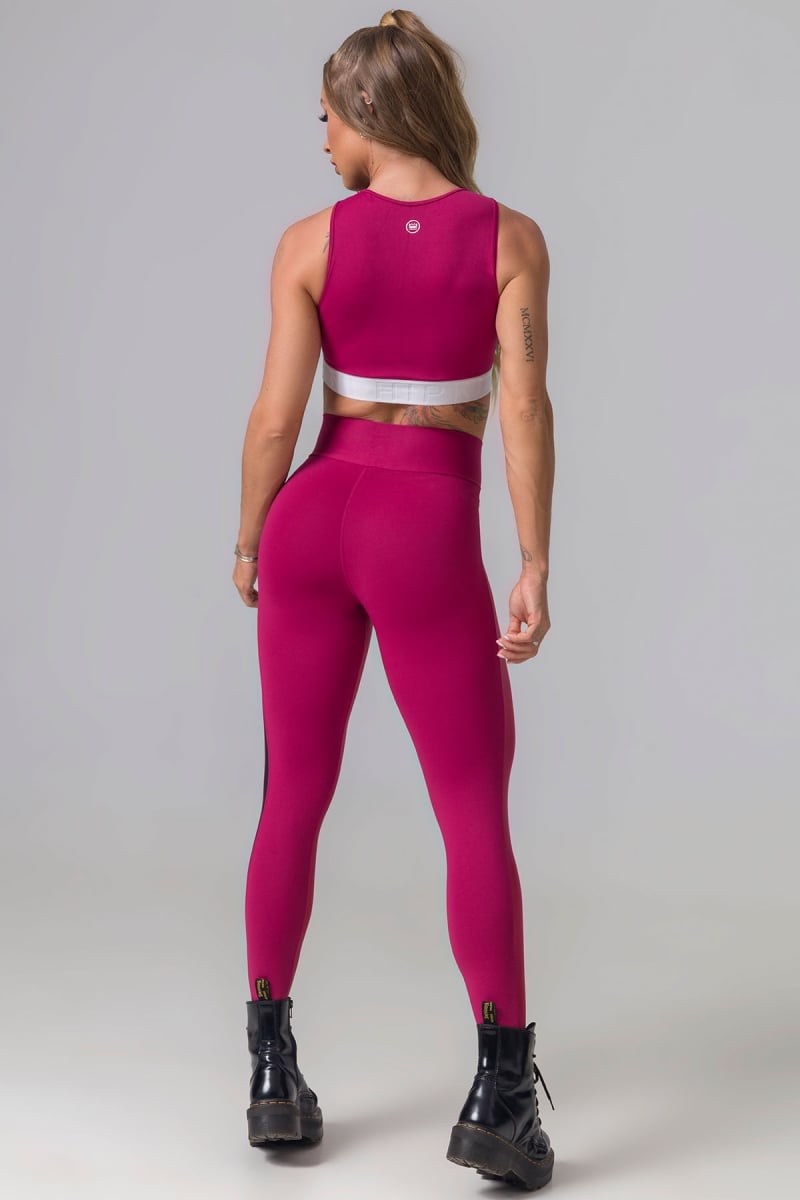 Hipkini - Legging Fight Fitness Marsala with tulle - 3338722