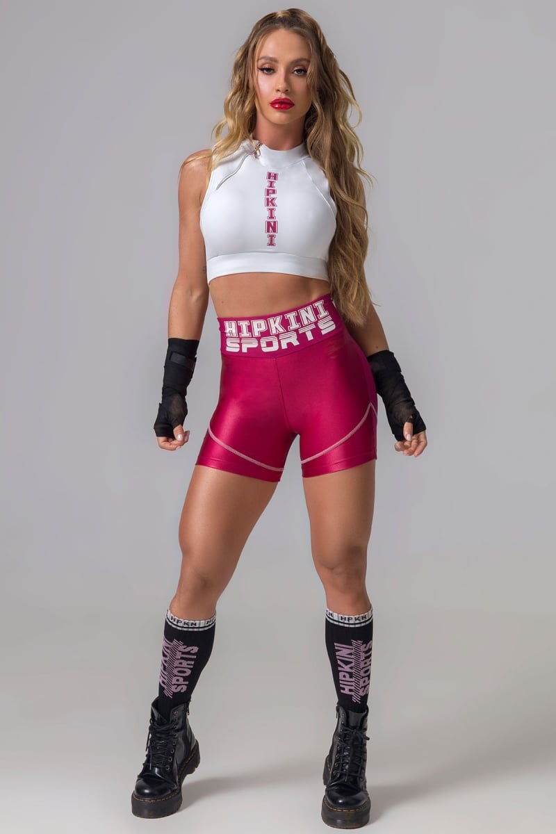 Hipkini - Fight Fitness Marsala Shorts with Silk - 3338725 Hipkini - Fight Fitness Marsala Shorts with Silk - 3338725